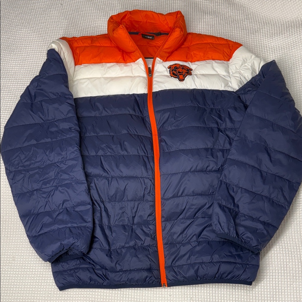NFL - Chicago Bears Orange & Blue Puffer Jacket - XL (Like New)